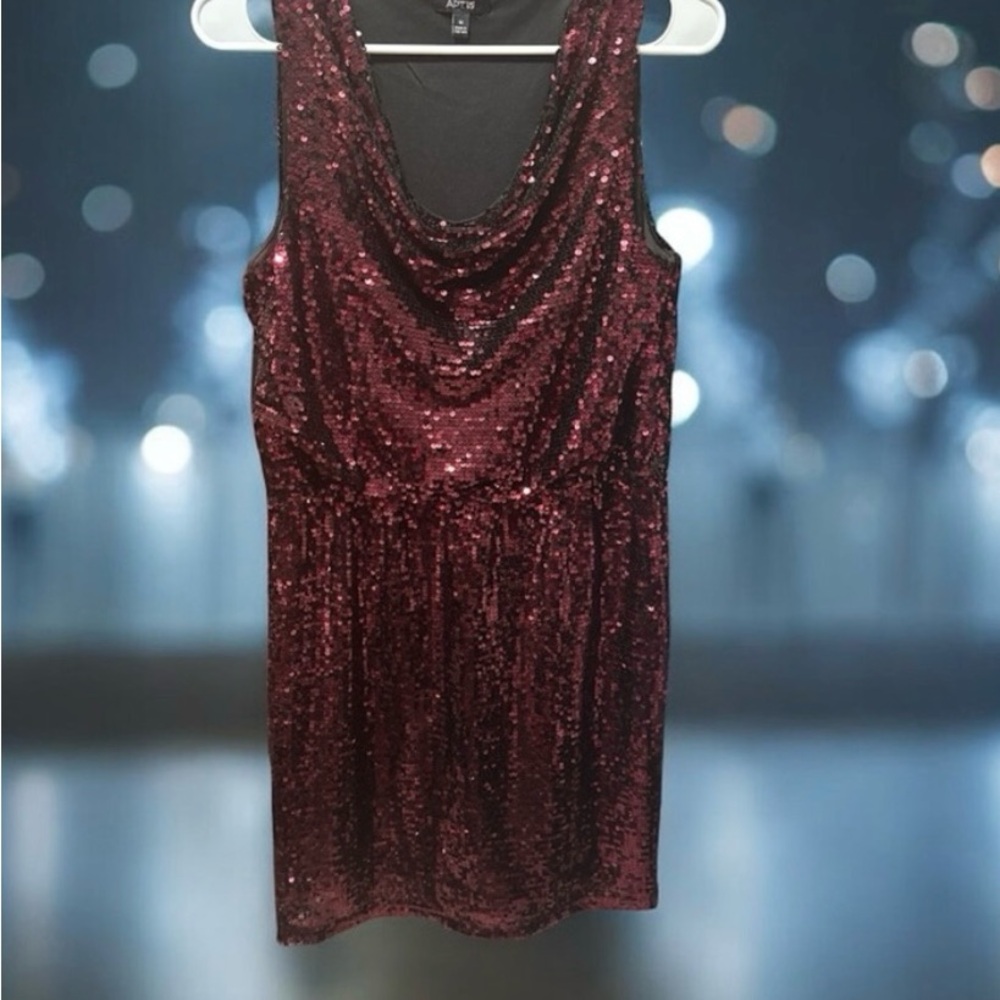 SOLD Apt. 9 Burgundy Sequin Cowl Neck Mini Dress
